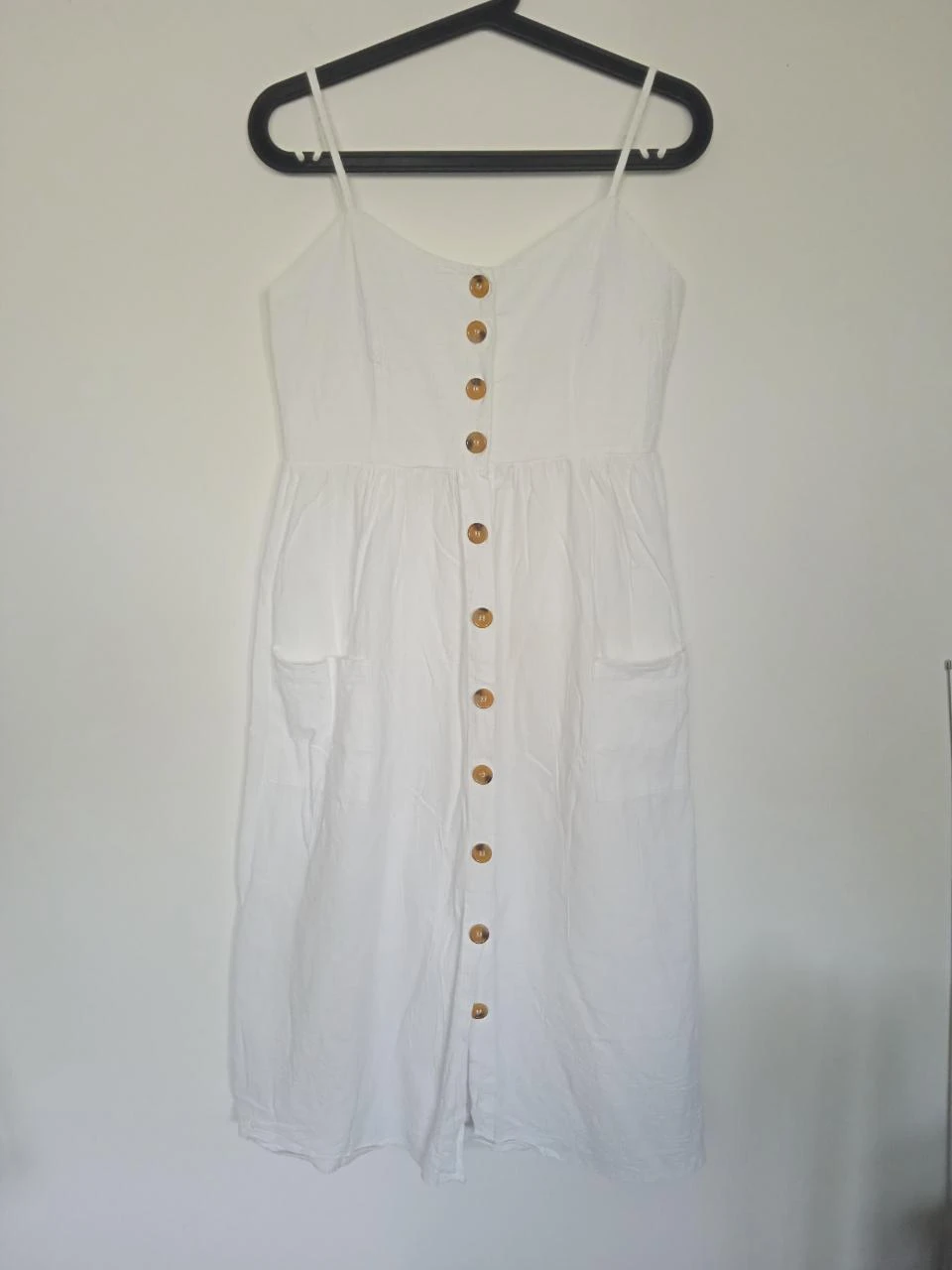 Robe d'été mi longue, midi, longueur genou blanche taille 38